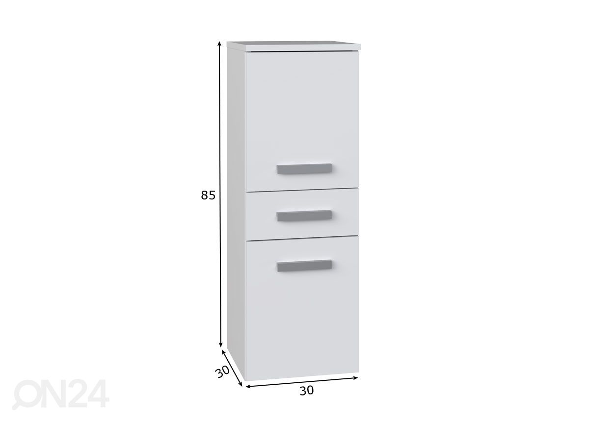 Kylpyhuoneen kaappi 30 cm kuvasuurennos mitat