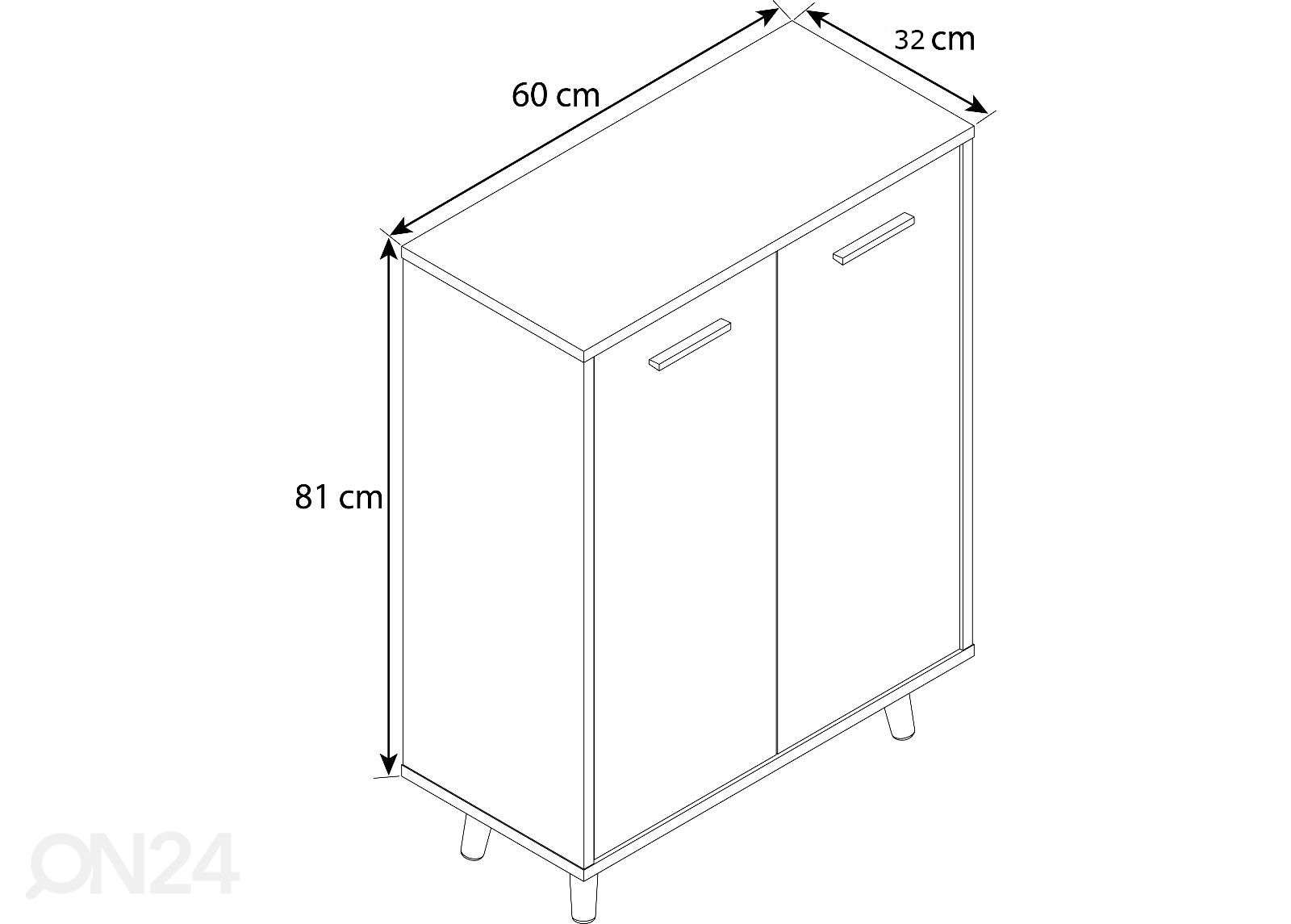 Kylpyhuoneen kaappi / lipasto Landos 60 cm kuvasuurennos mitat