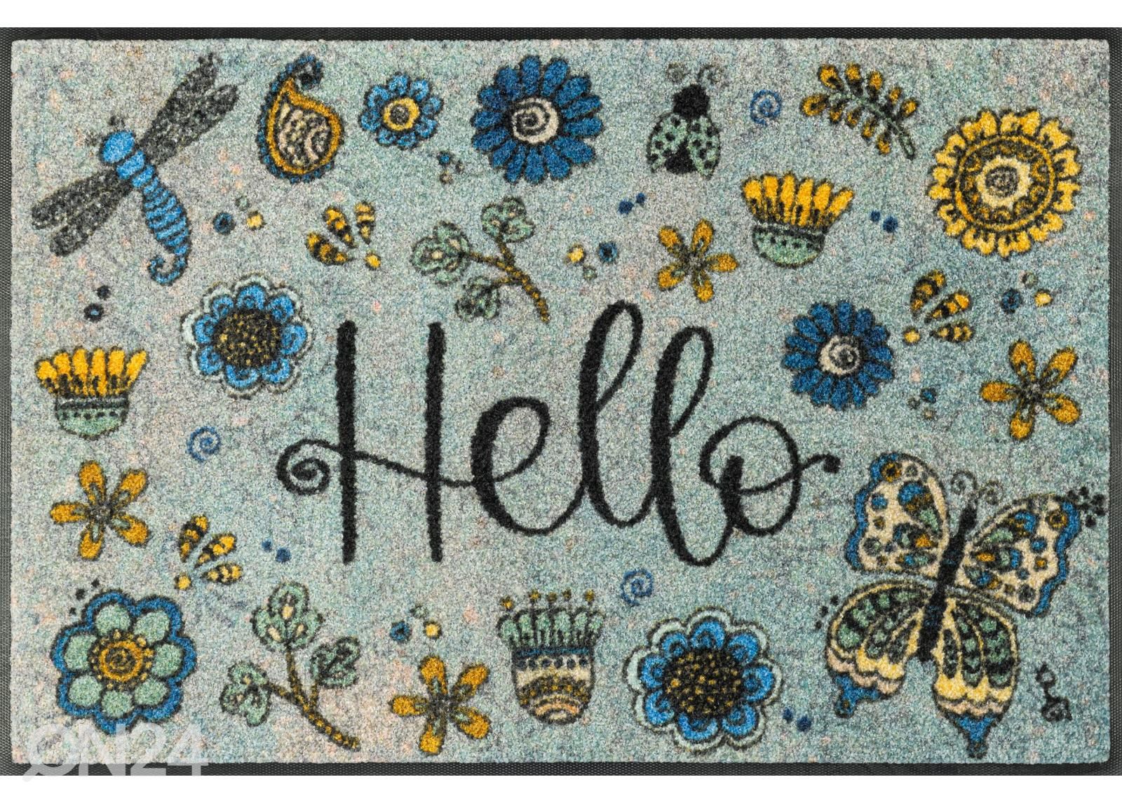 Kynnysmatto Hello Flowers 50x75 cm kuvasuurennos