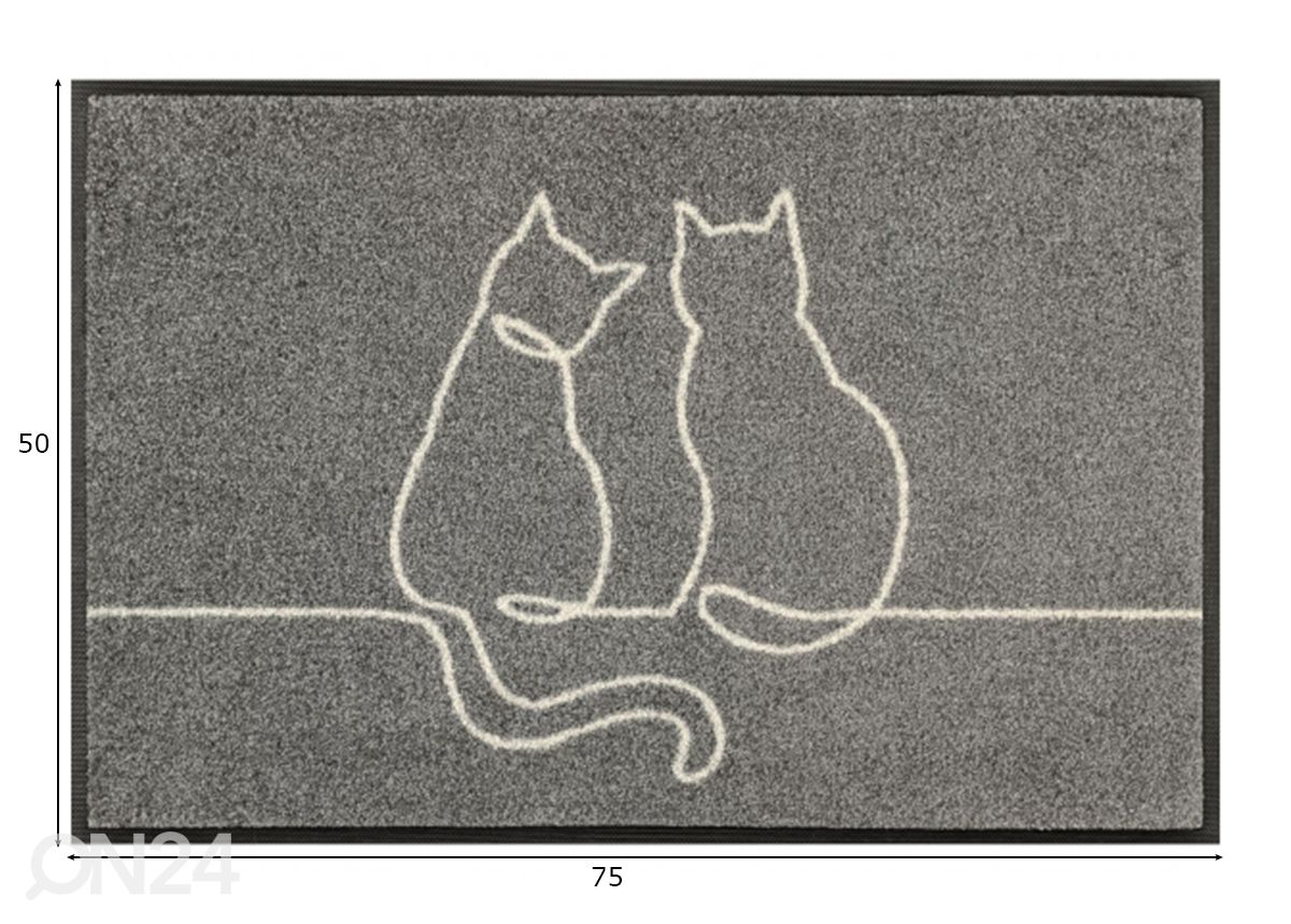 Kynnysmatto Lovetails 50x75 cm kuvasuurennos mitat