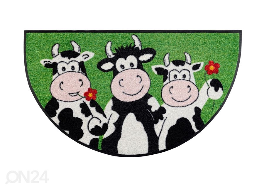 Kynnysmatto Round Cow Trio 50x85 cm kuvasuurennos