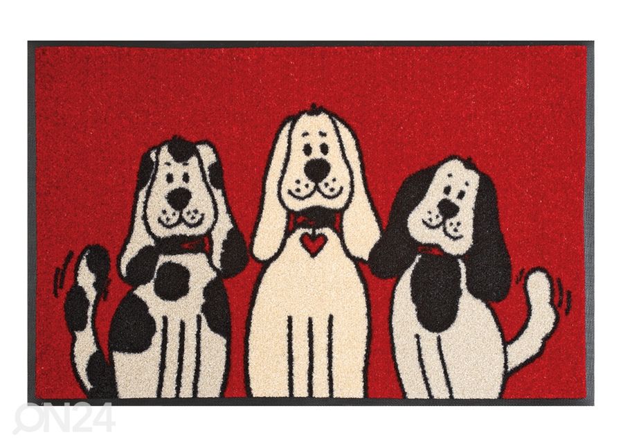 Kynnysmatto Three Dogs 50x75 cm kuvasuurennos