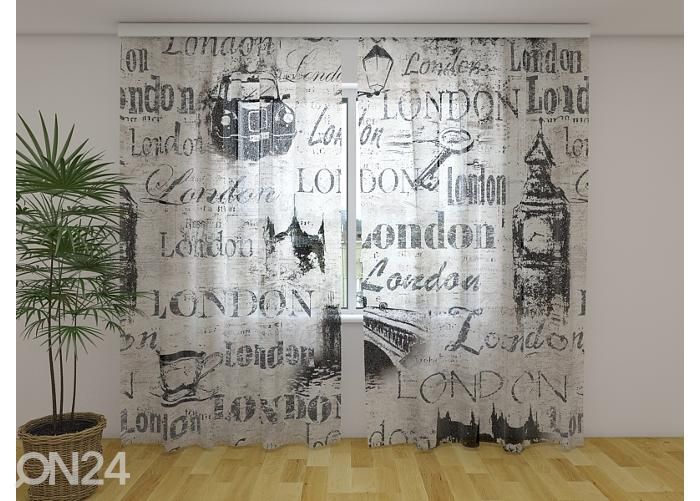 Läpinäkyvä kuvaverho Collage Old London 240x220 cm kuvasuurennos