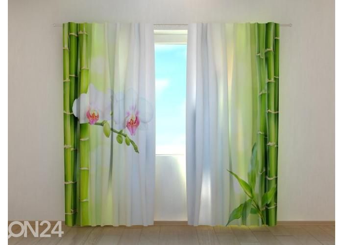 Läpinäkyvä kuvaverho White Orchid with Fresh Bamboo 240x220 cm kuvasuurennos