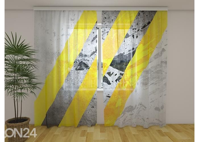 Läpinäkyvä kuvaverho Yellow and Gray Lines Abstractions 240x220 cm cmm kuvasuurennos