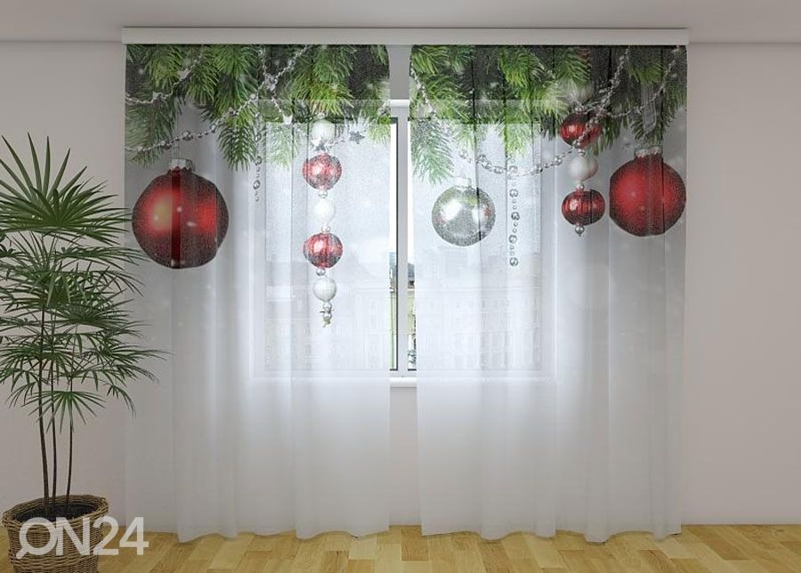 Läpinäkyvä verho Christmas Decorations 240x220 cm kuvasuurennos