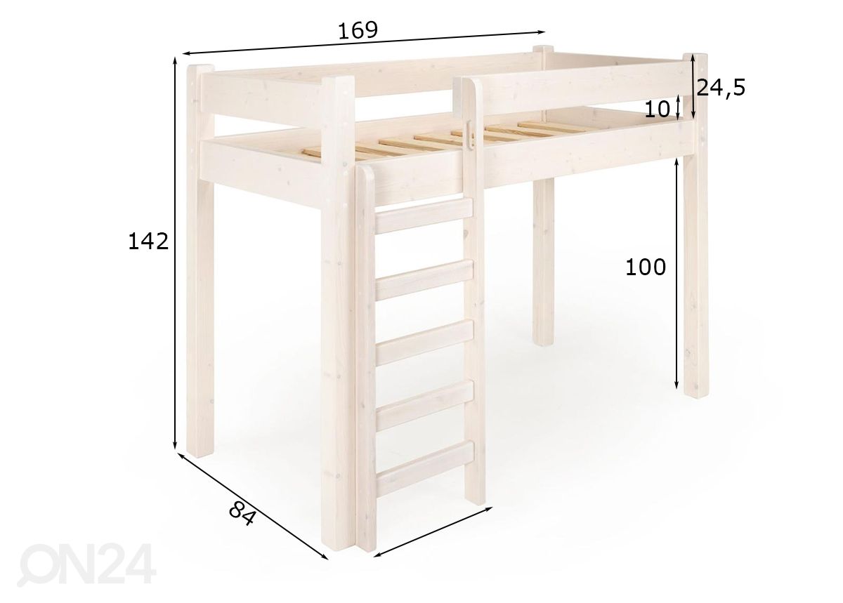 Lasten parvisänky tikkailla Geron 70x155 cm kuvasuurennos mitat