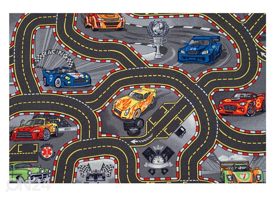 Lastenhuoneen matto Racers 100x200 cm kuvasuurennos