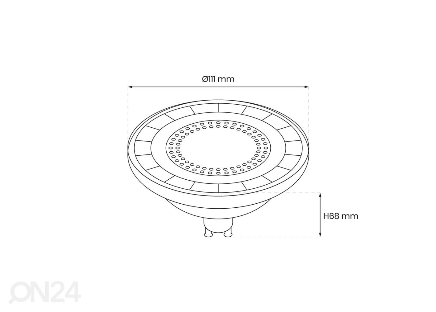 LED -lamppu GU10 6 W kuvasuurennos mitat