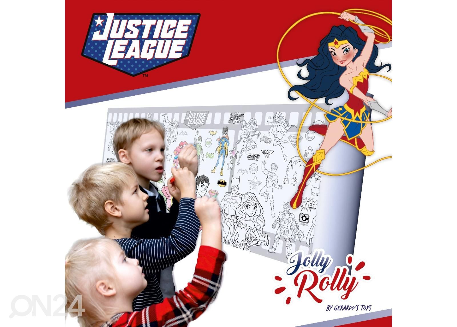 Liimattava värityspaperi rullassa Gerardo's Toys Jolly Rolly Justice League kuvasuurennos