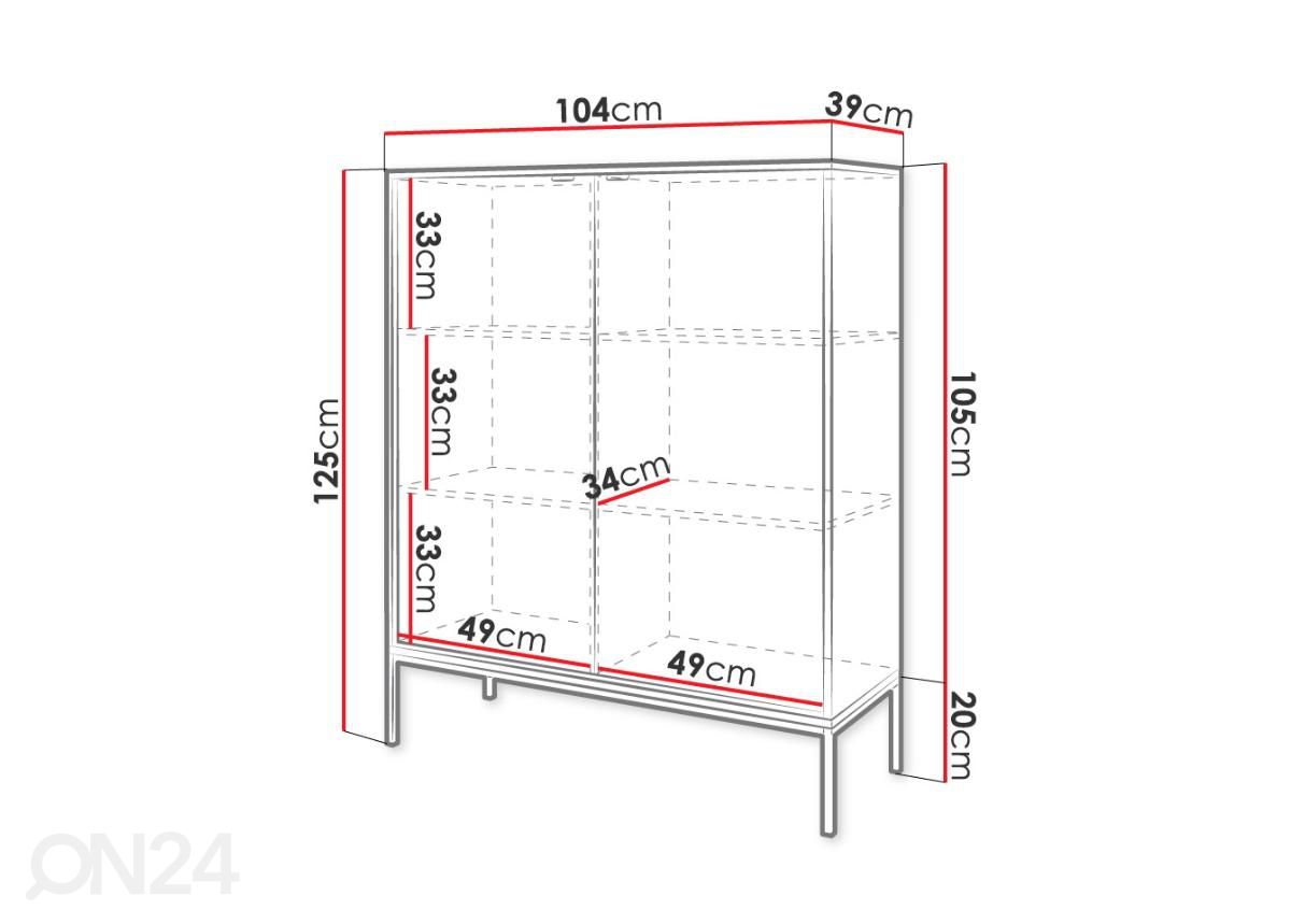 Lipasto 104 cm kuvasuurennos mitat