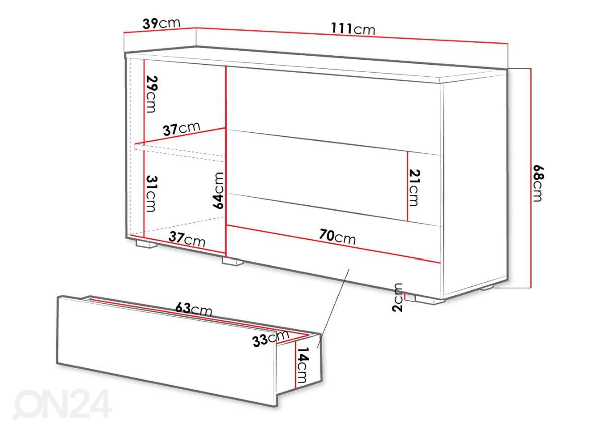 Lipasto 111 cm kuvasuurennos mitat