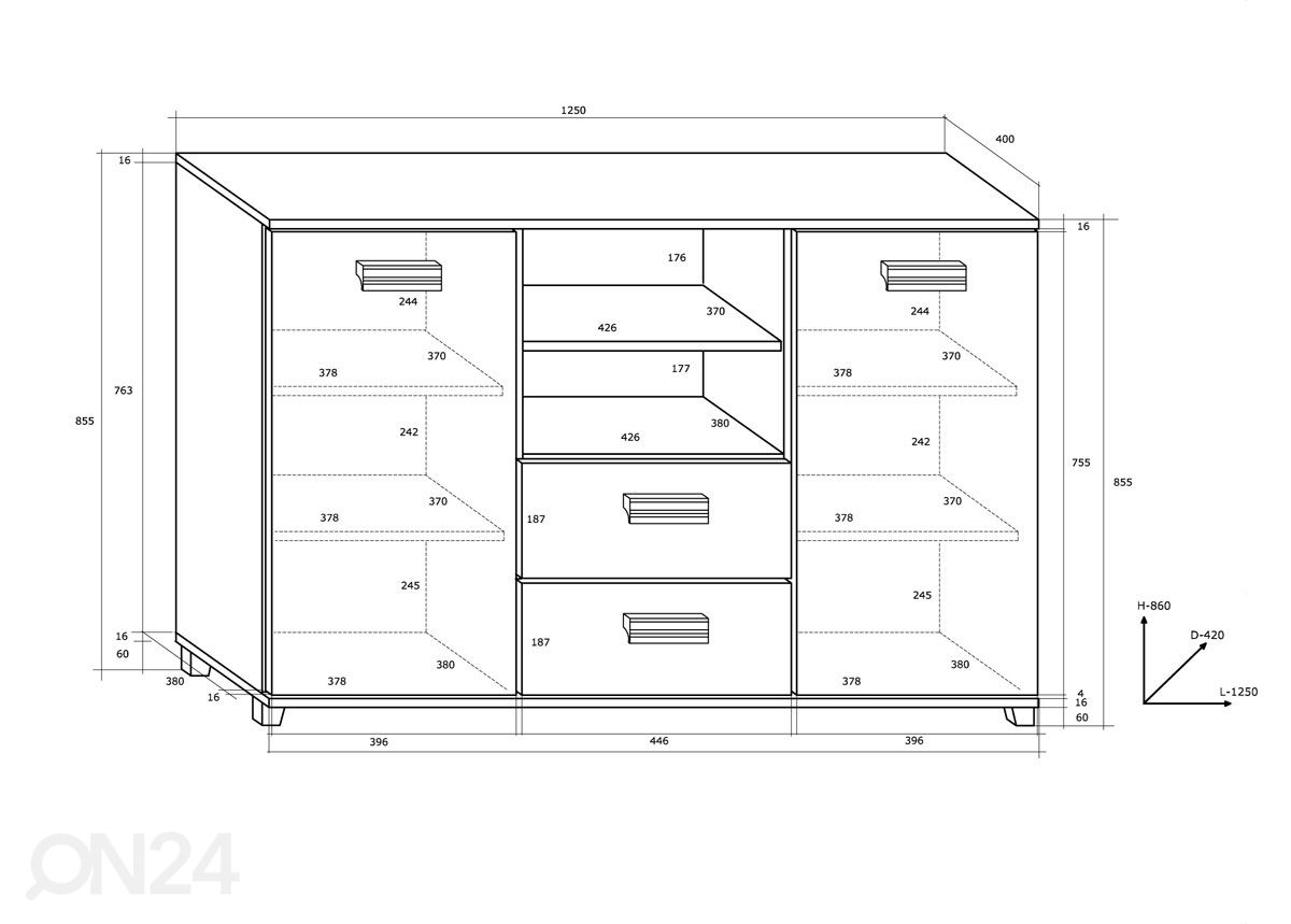 Lipasto 125 cm kuvasuurennos mitat