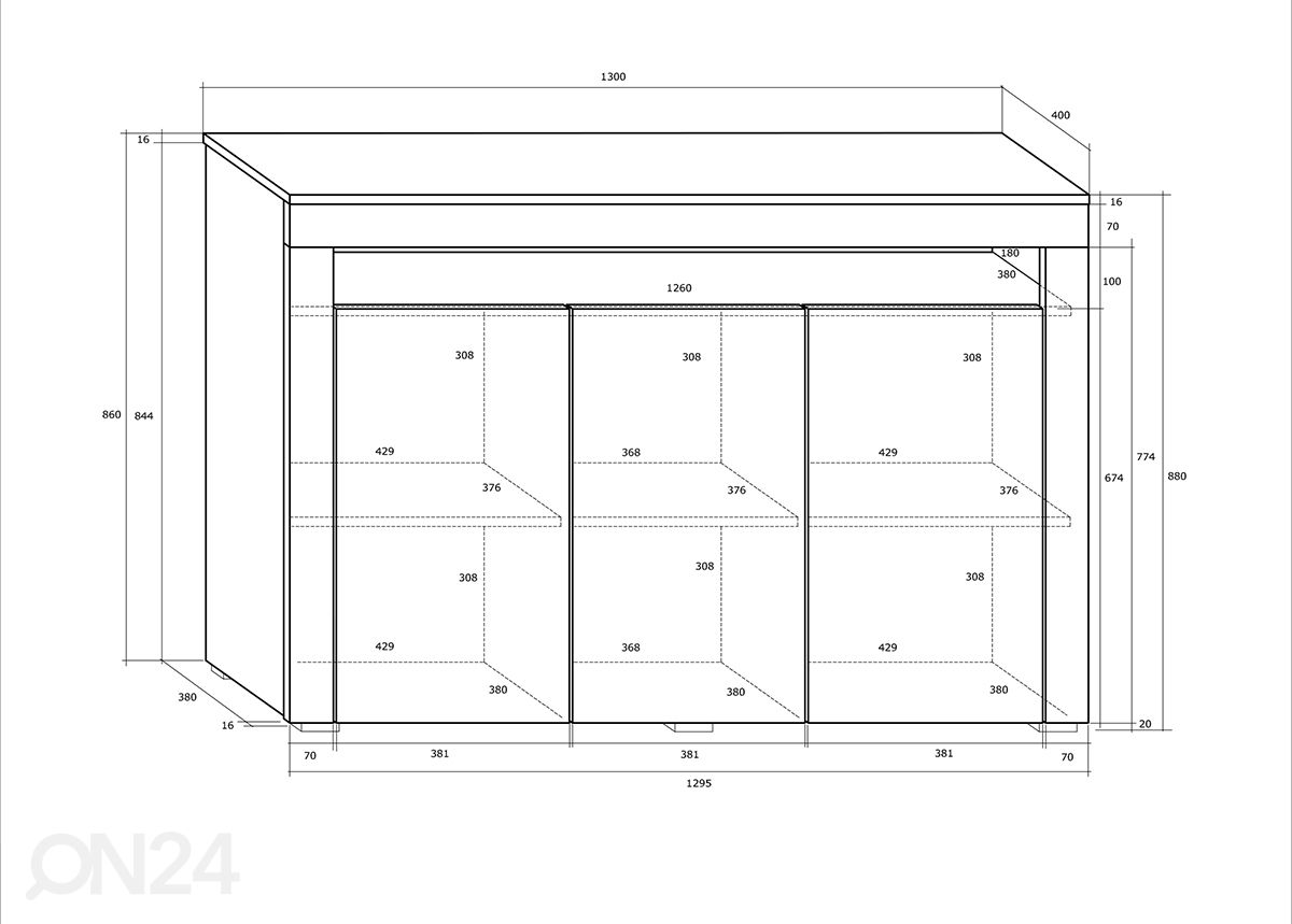 Lipasto 130 cm kuvasuurennos mitat