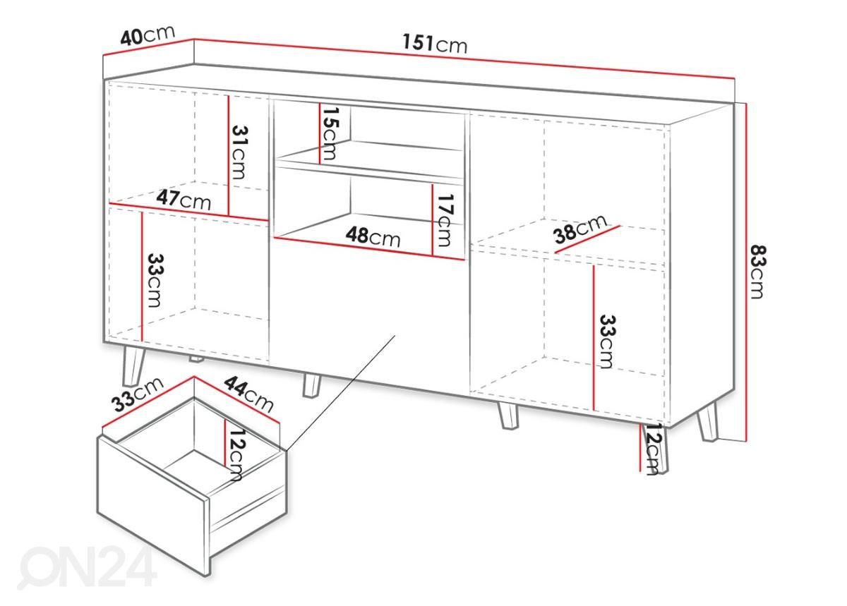 Lipasto 150 cm kuvasuurennos mitat