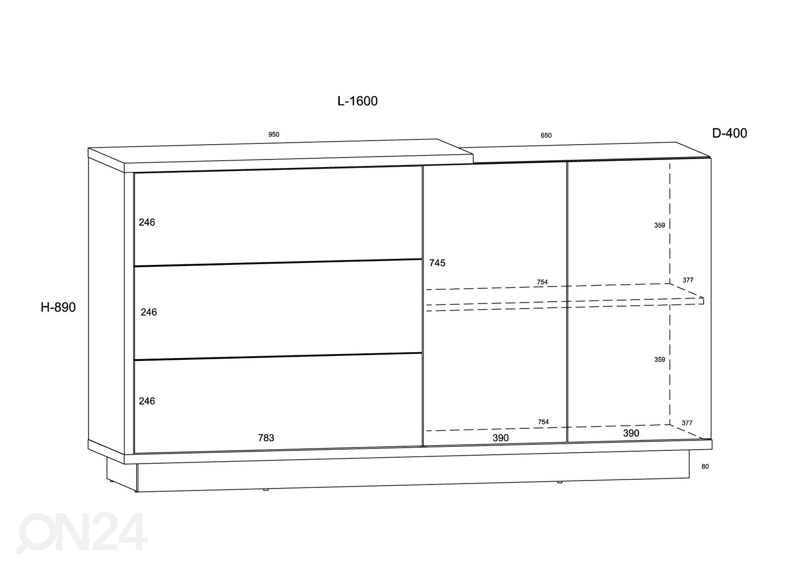 Lipasto 160 cm kuvasuurennos mitat