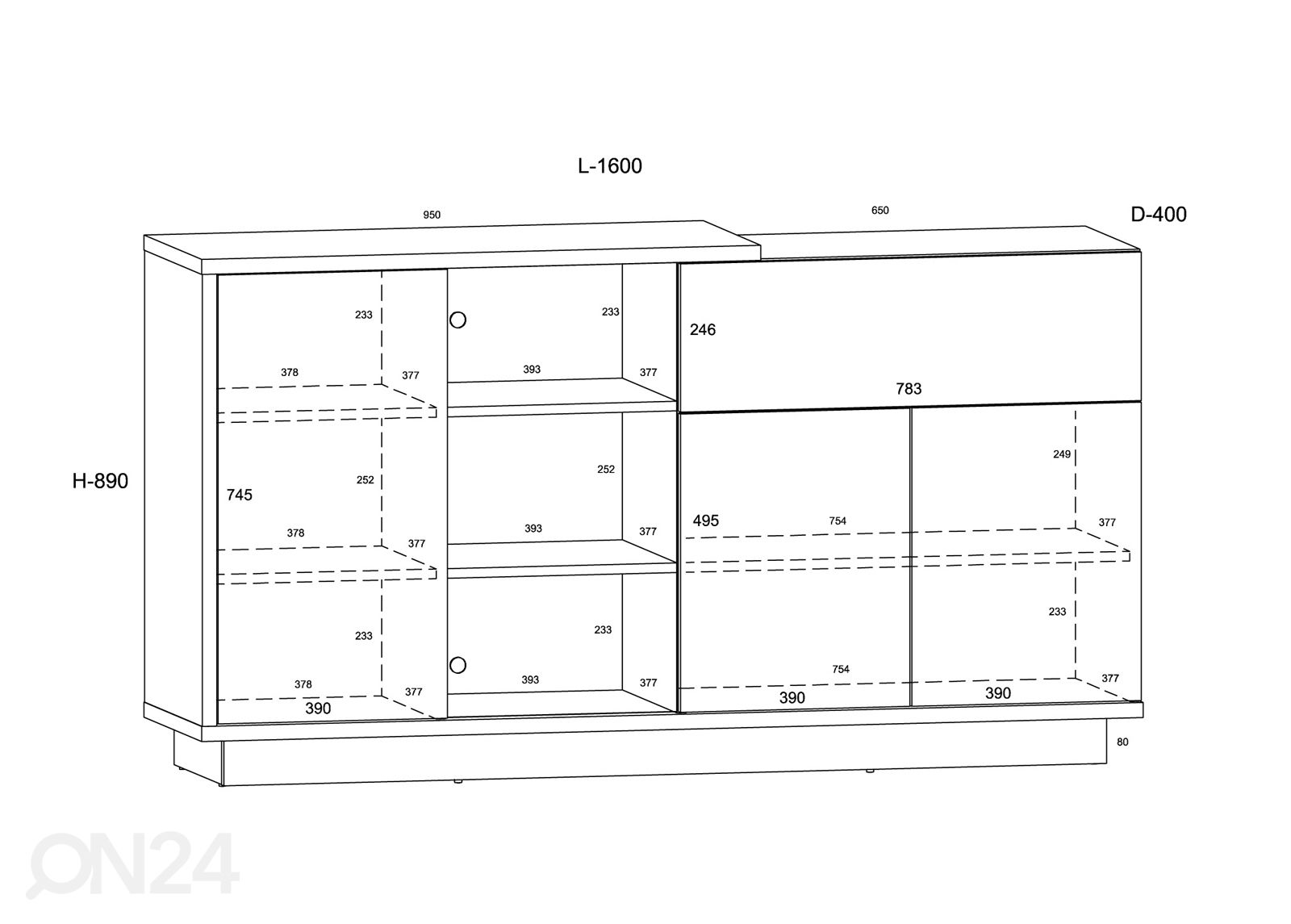 Lipasto 160 cm kuvasuurennos mitat