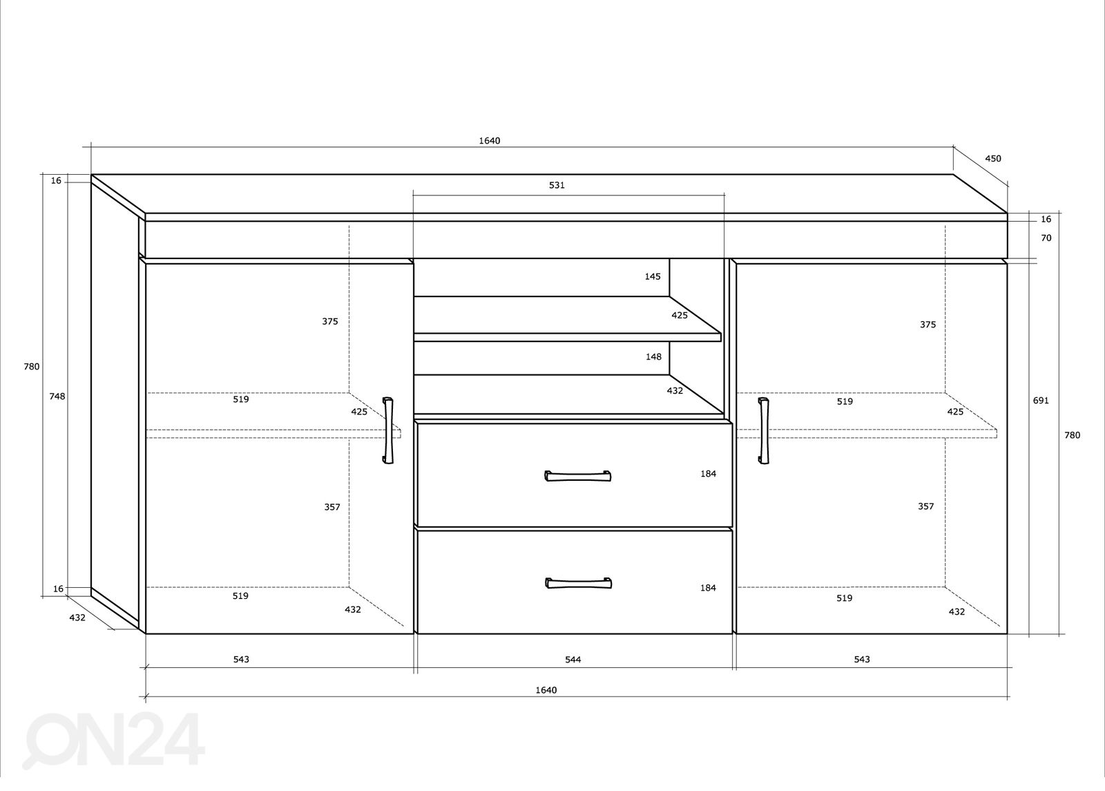 Lipasto 164 cm kuvasuurennos mitat