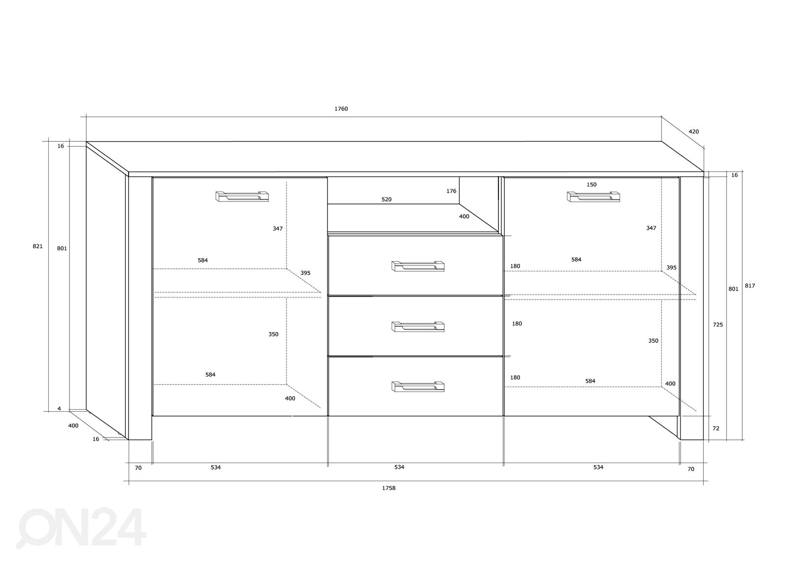 Lipasto 176 cm kuvasuurennos mitat