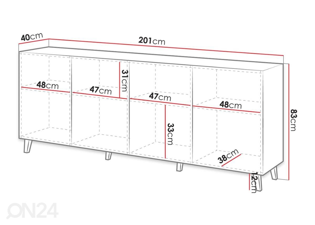 Lipasto 201 cm kuvasuurennos mitat