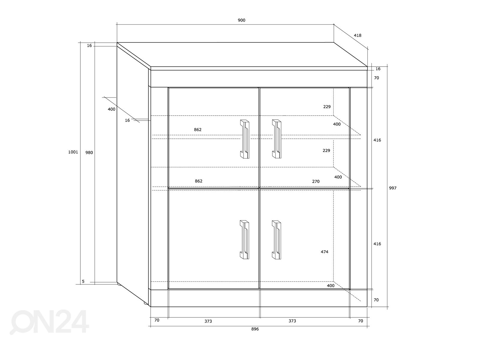 Lipasto 90 cm kuvasuurennos mitat