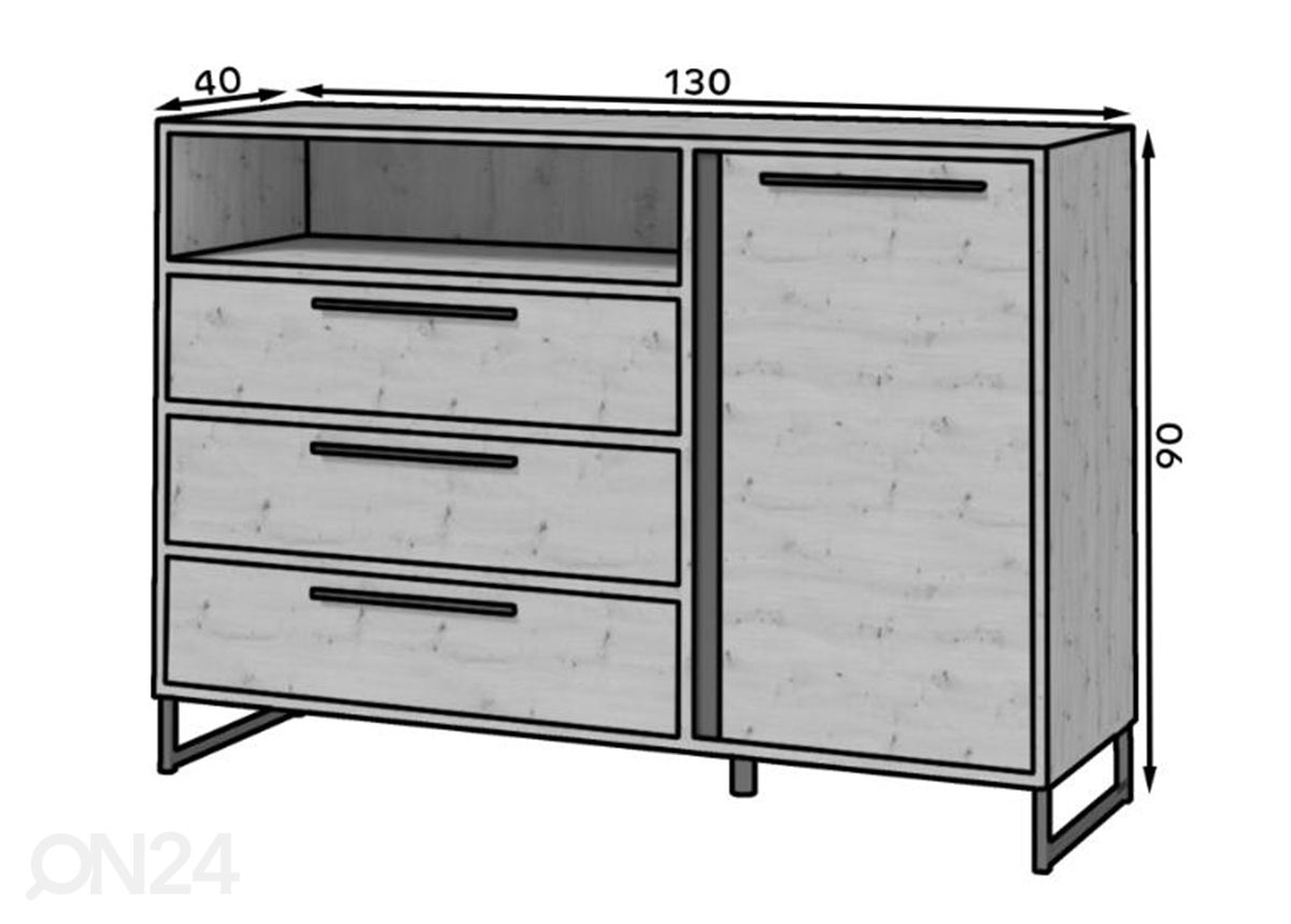 Lipasto Alam 130 cm kuvasuurennos mitat