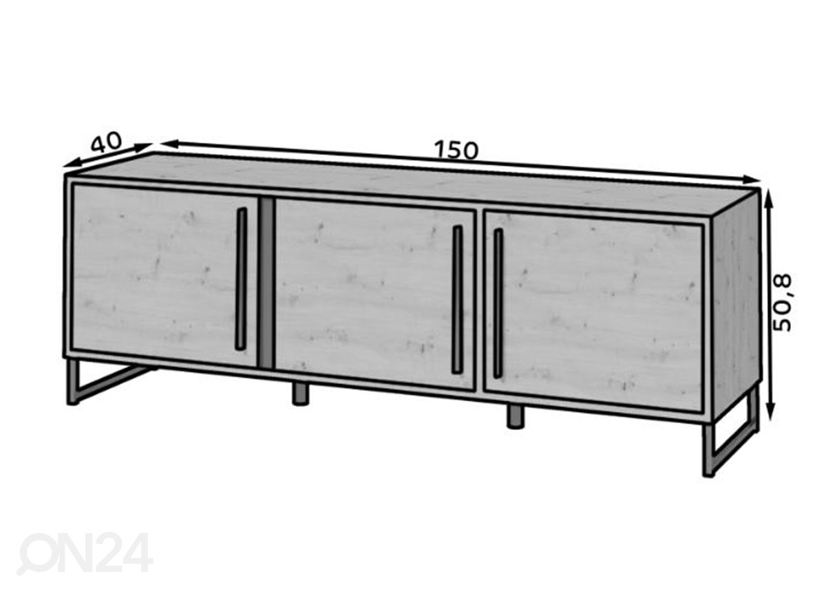 Lipasto Alam 150 cm kuvasuurennos mitat