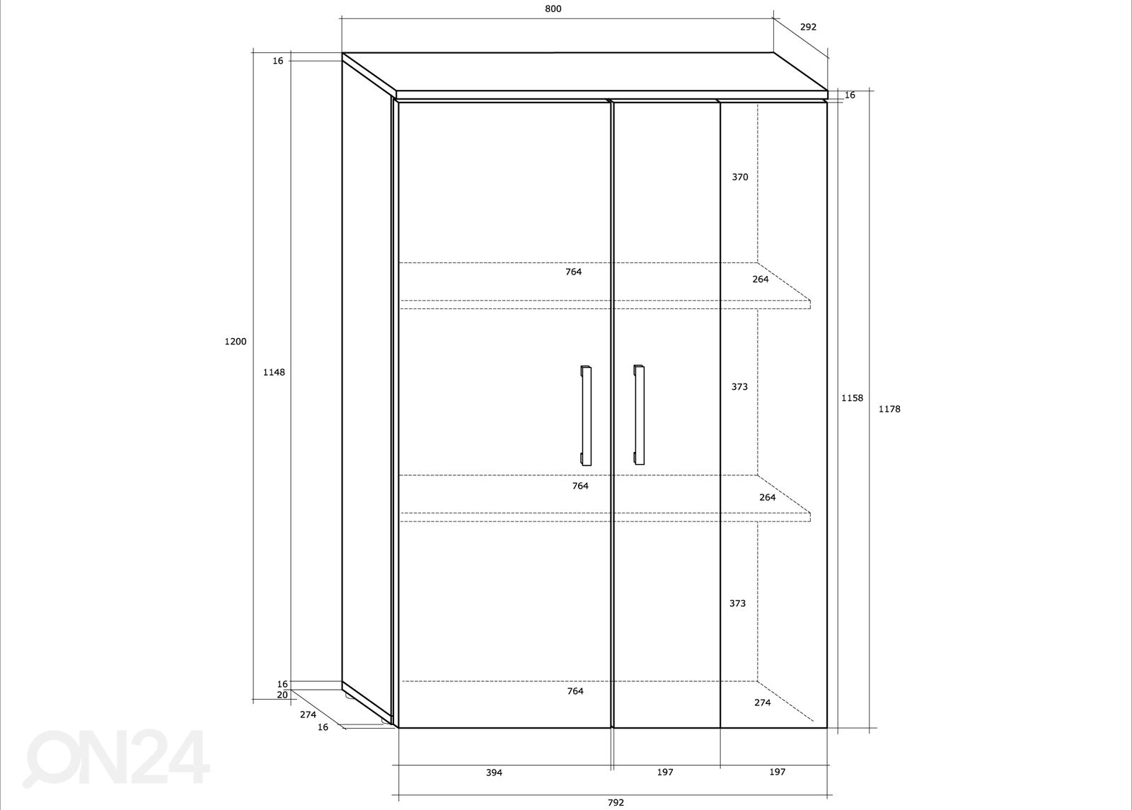 Lipasto Bantry 80 cm kuvasuurennos mitat