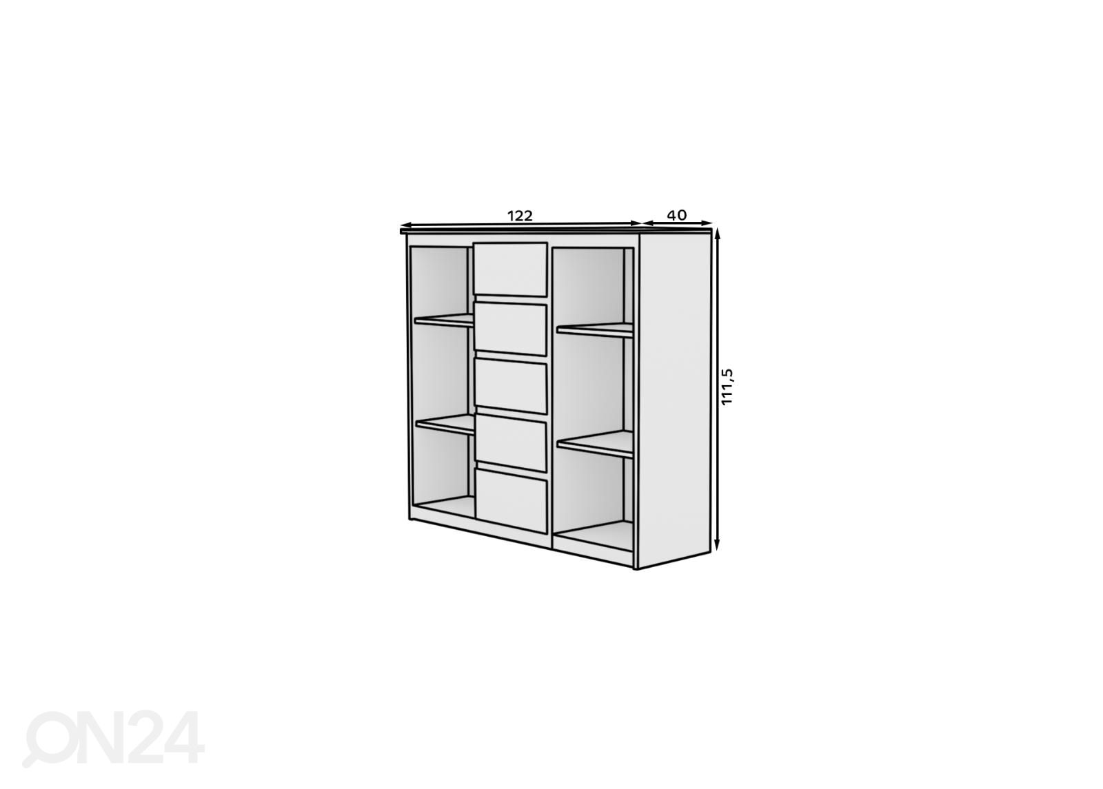 Lipasto Bend 122 cm kuvasuurennos mitat