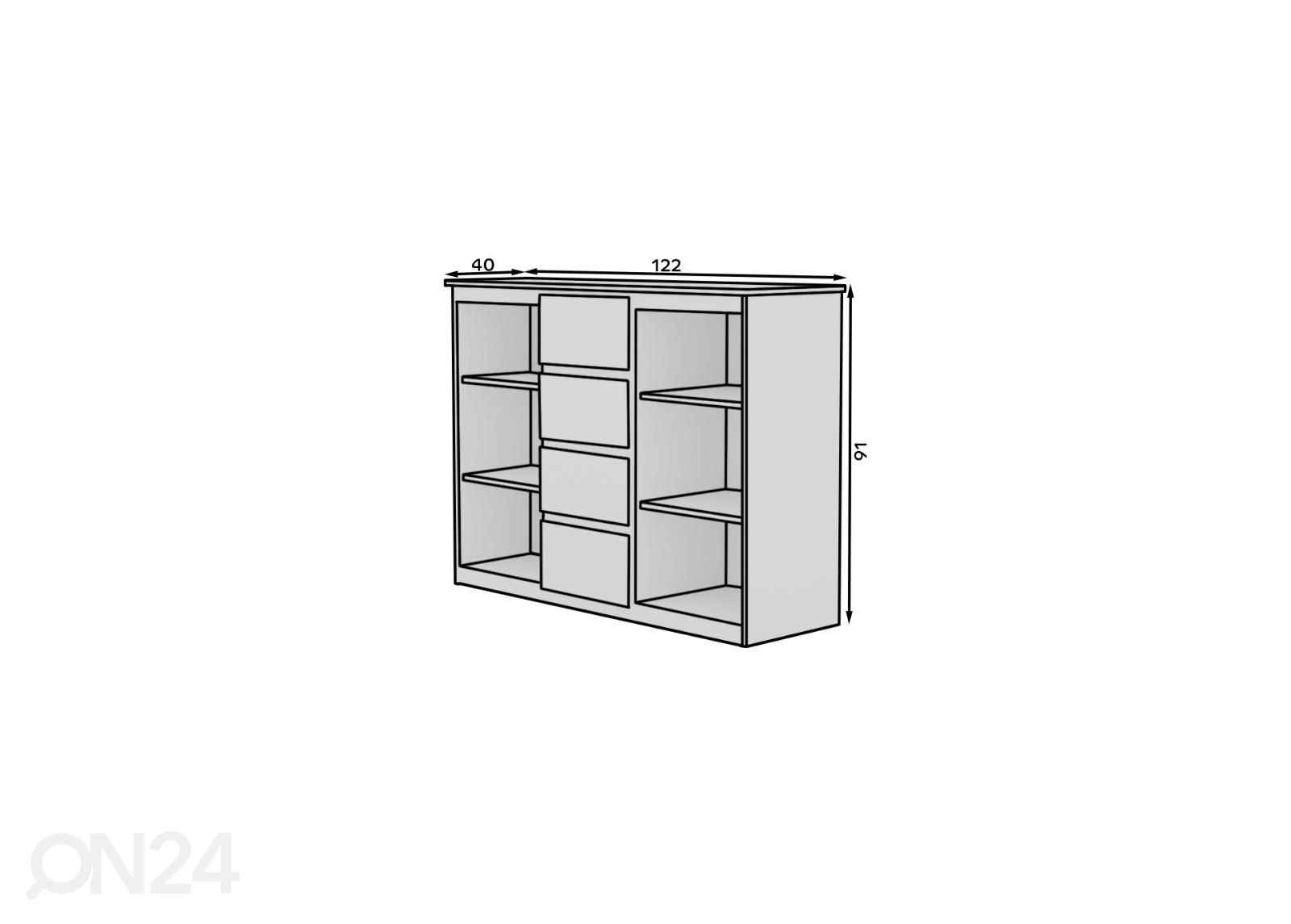 Lipasto Bend 122 cm kuvasuurennos mitat