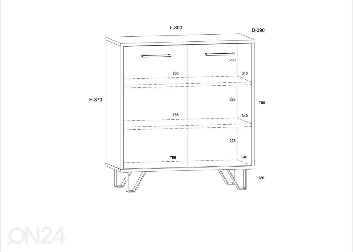 Lipasto Bos2 80 cm kuvasuurennos mitat