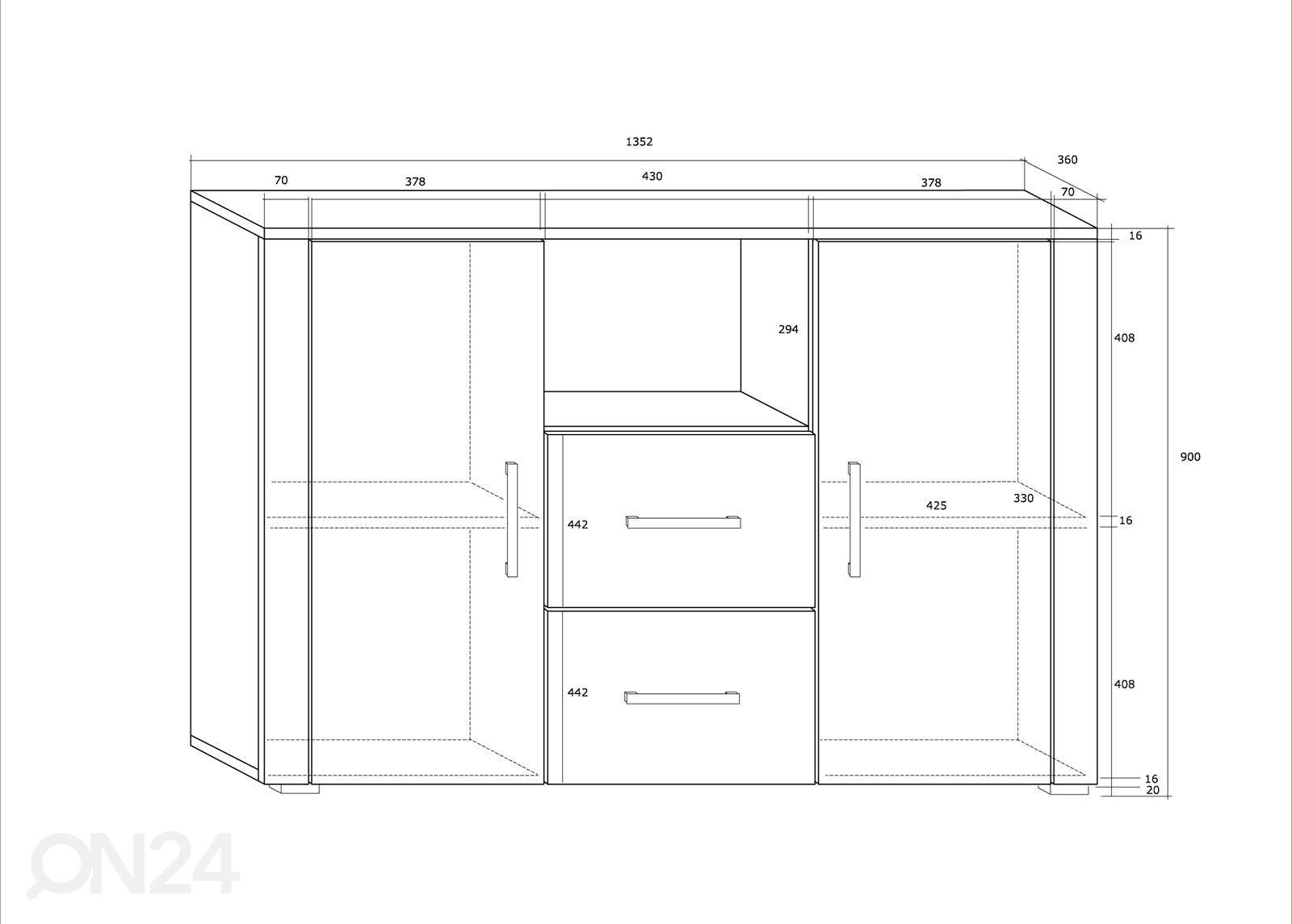 Lipasto Char 135 cm kuvasuurennos mitat