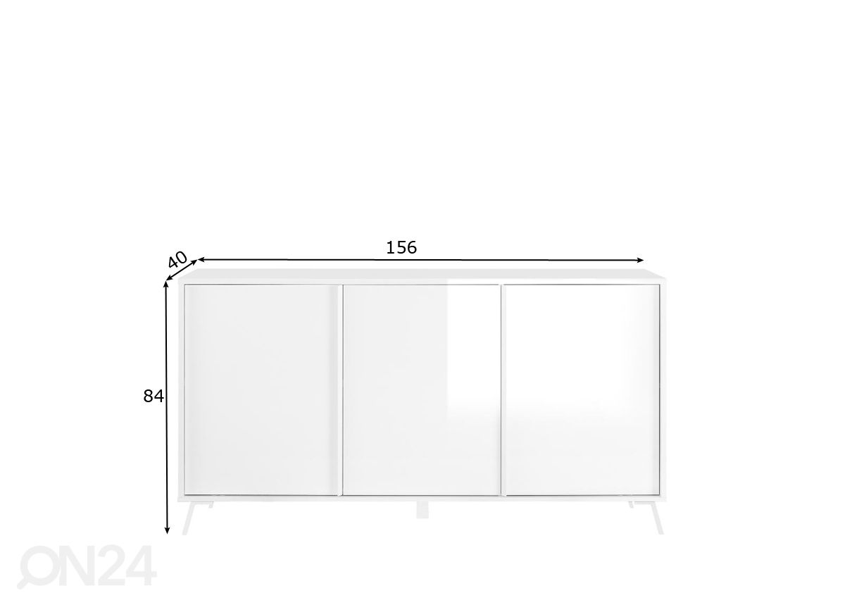 Lipasto City 156 cm, valkoinen korkeakiilto kuvasuurennos mitat