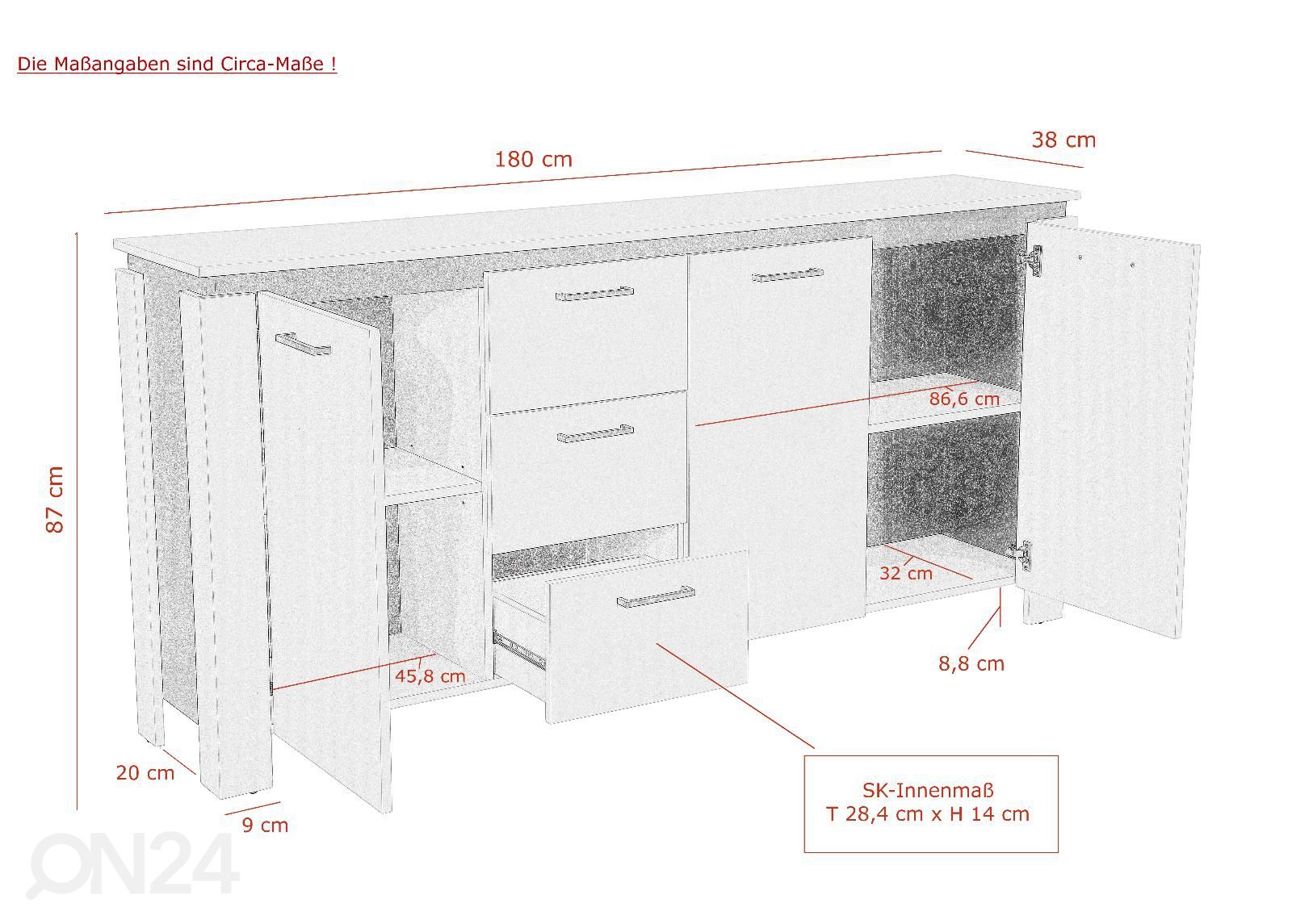 Lipasto Denver 180 cm kuvasuurennos mitat