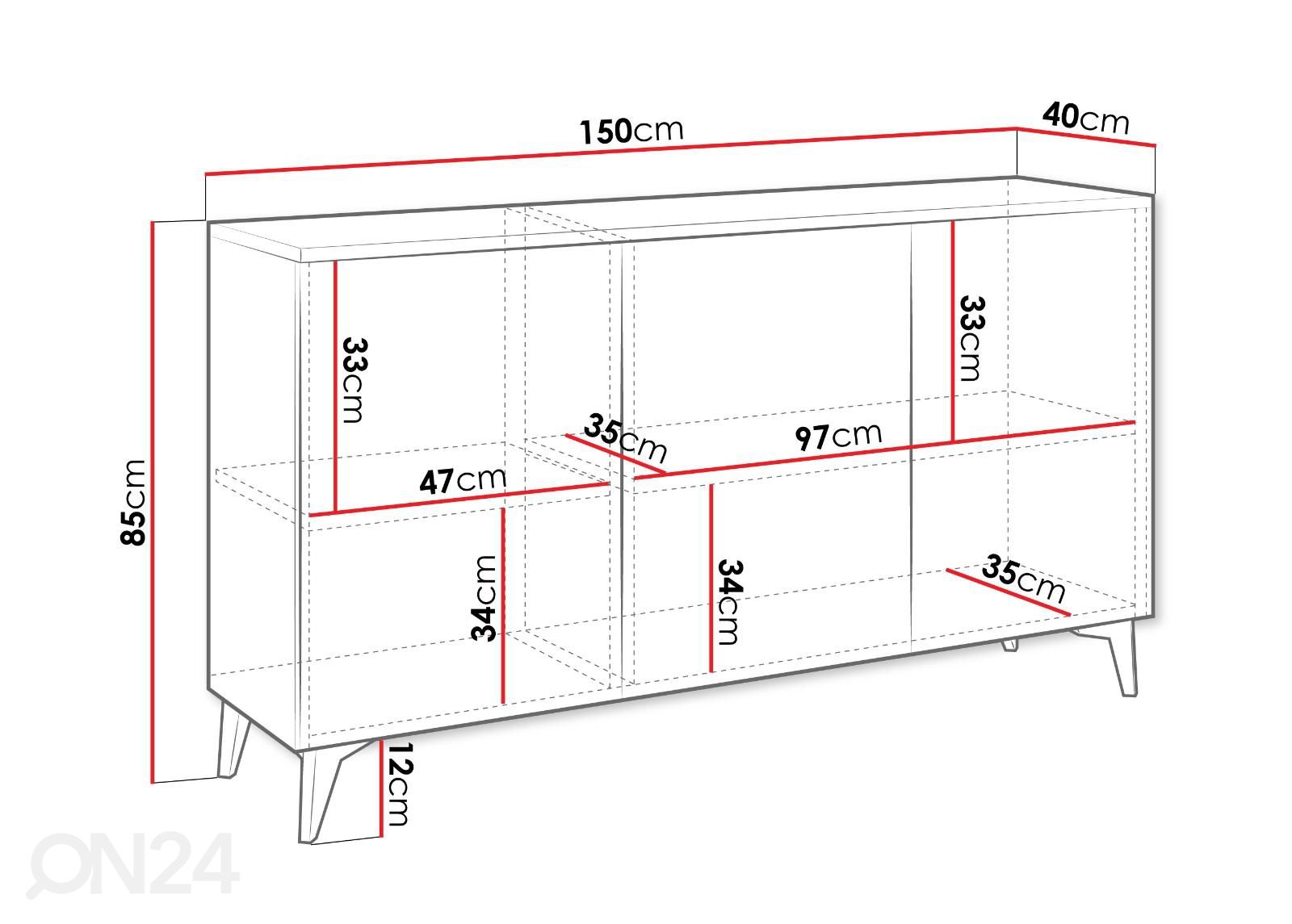 Lipasto Dina 150 cm kuvasuurennos mitat