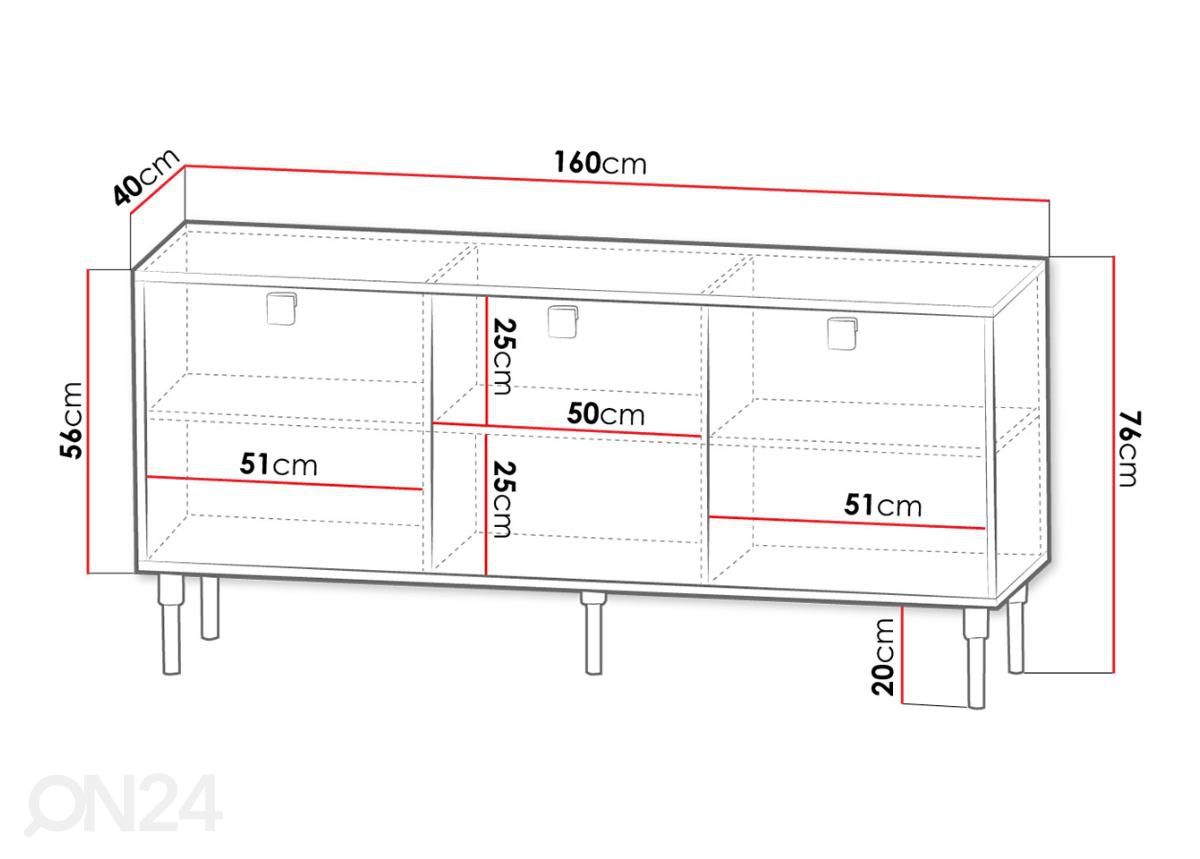 Lipasto Dorset 160 cm kuvasuurennos mitat