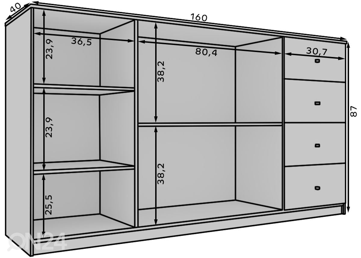 Lipasto Elk 160 cm kuvasuurennos mitat