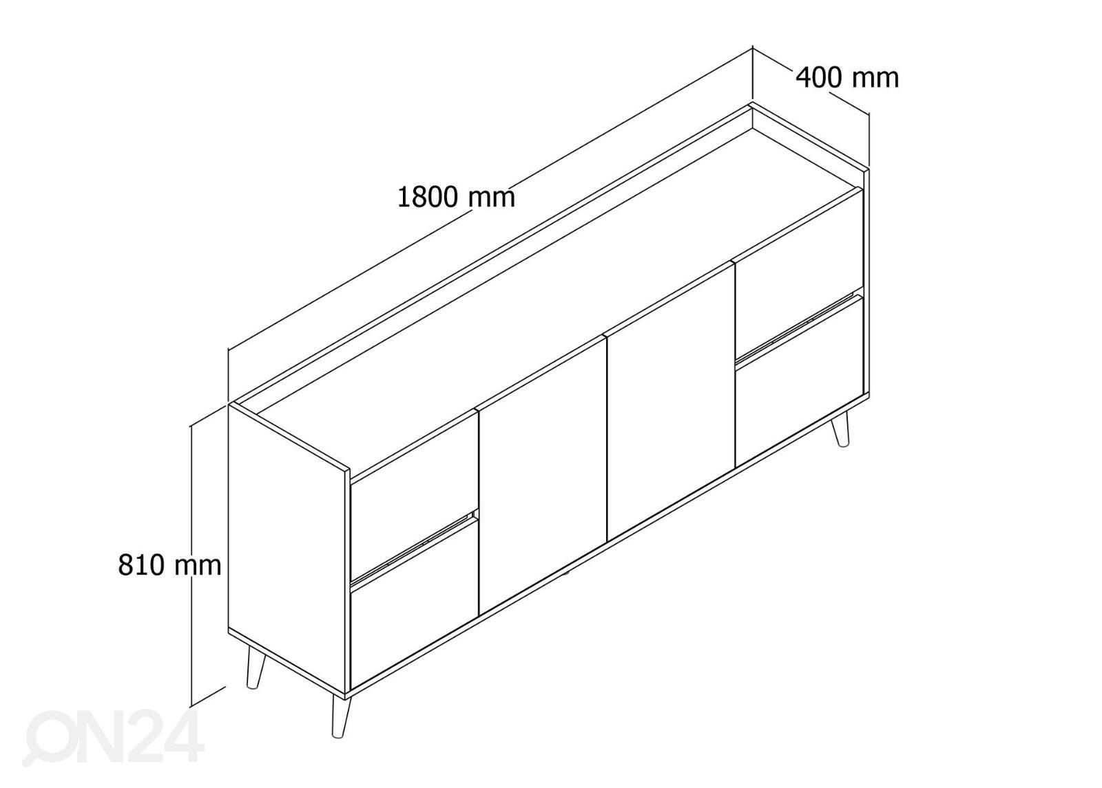 Lipasto Elvira 180 cm kuvasuurennos mitat