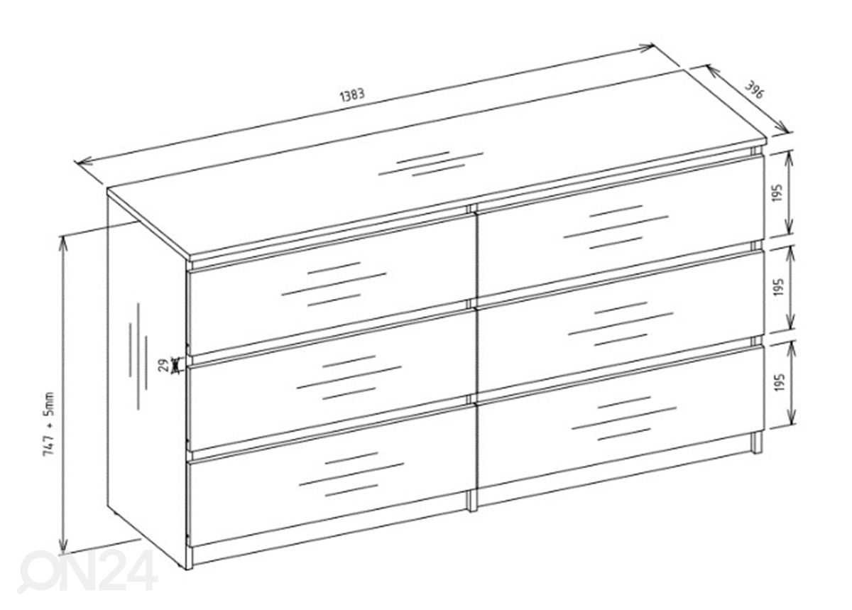 Lipasto Emiliy 138 cm kuvasuurennos mitat