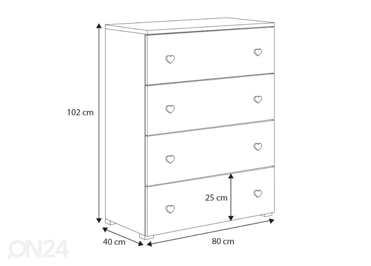 Lipasto Emma 80 cm kuvasuurennos mitat