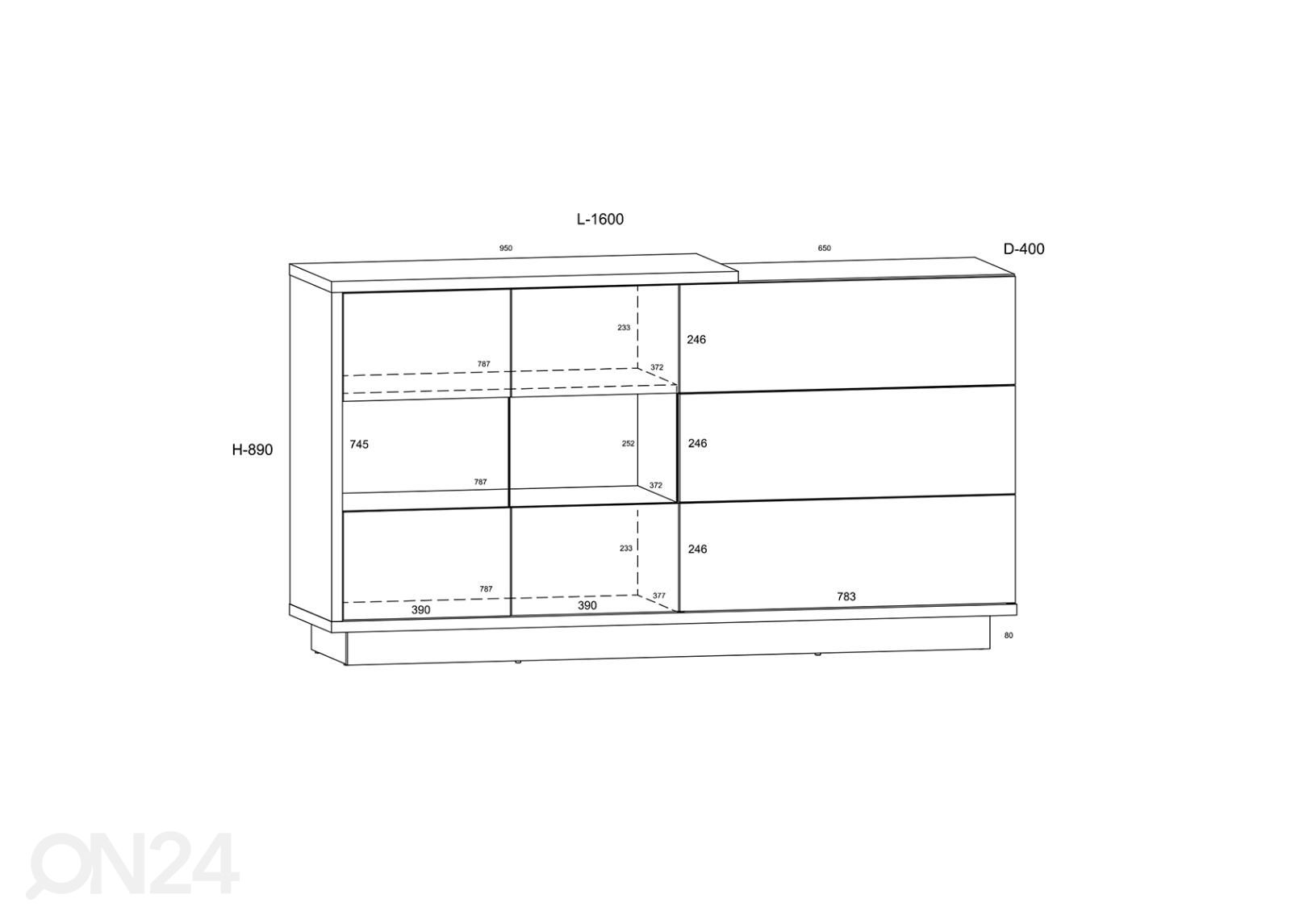 Lipasto Goleen 160 cm kuvasuurennos mitat