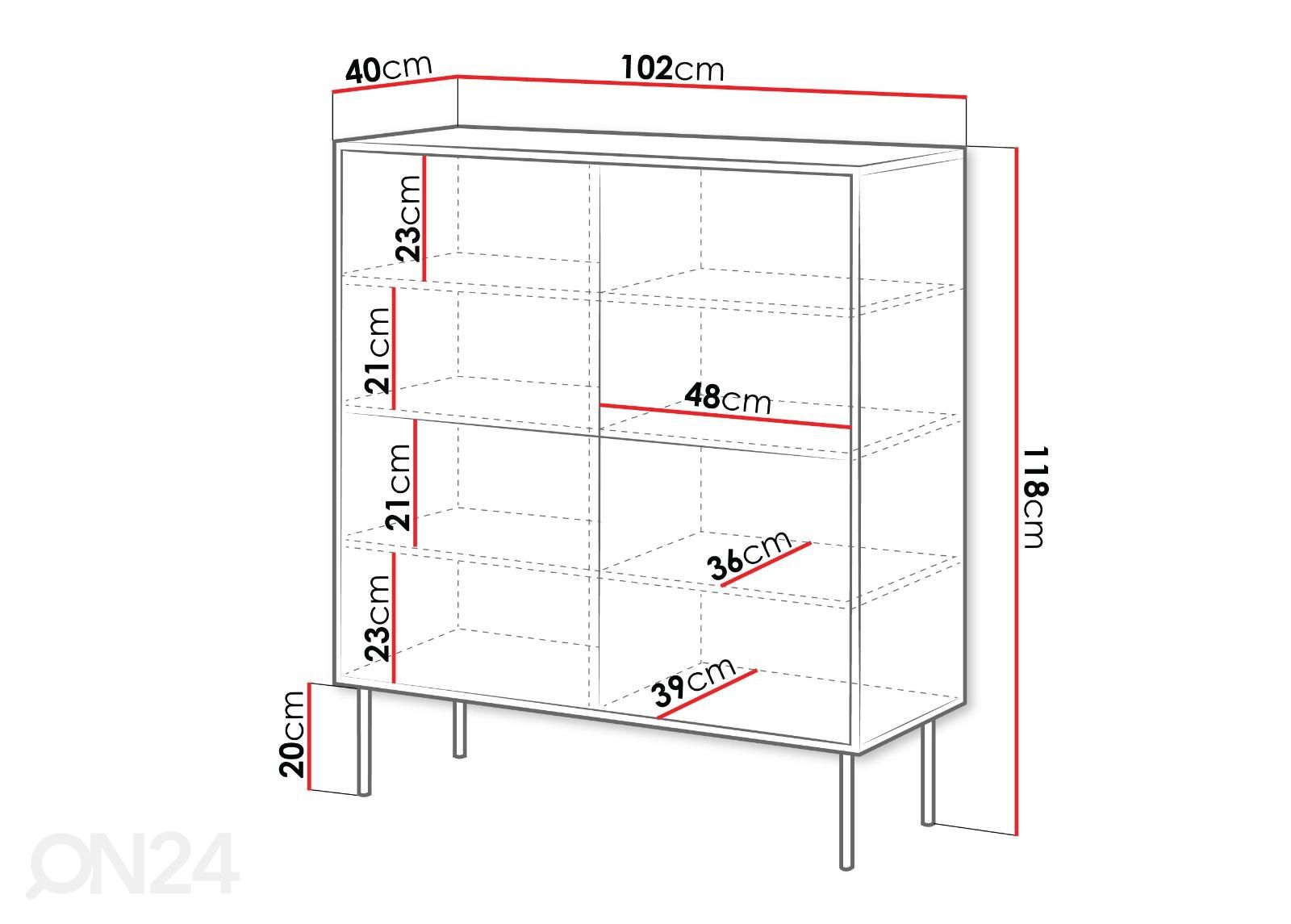 Lipasto Kim 102 cm kuvasuurennos mitat