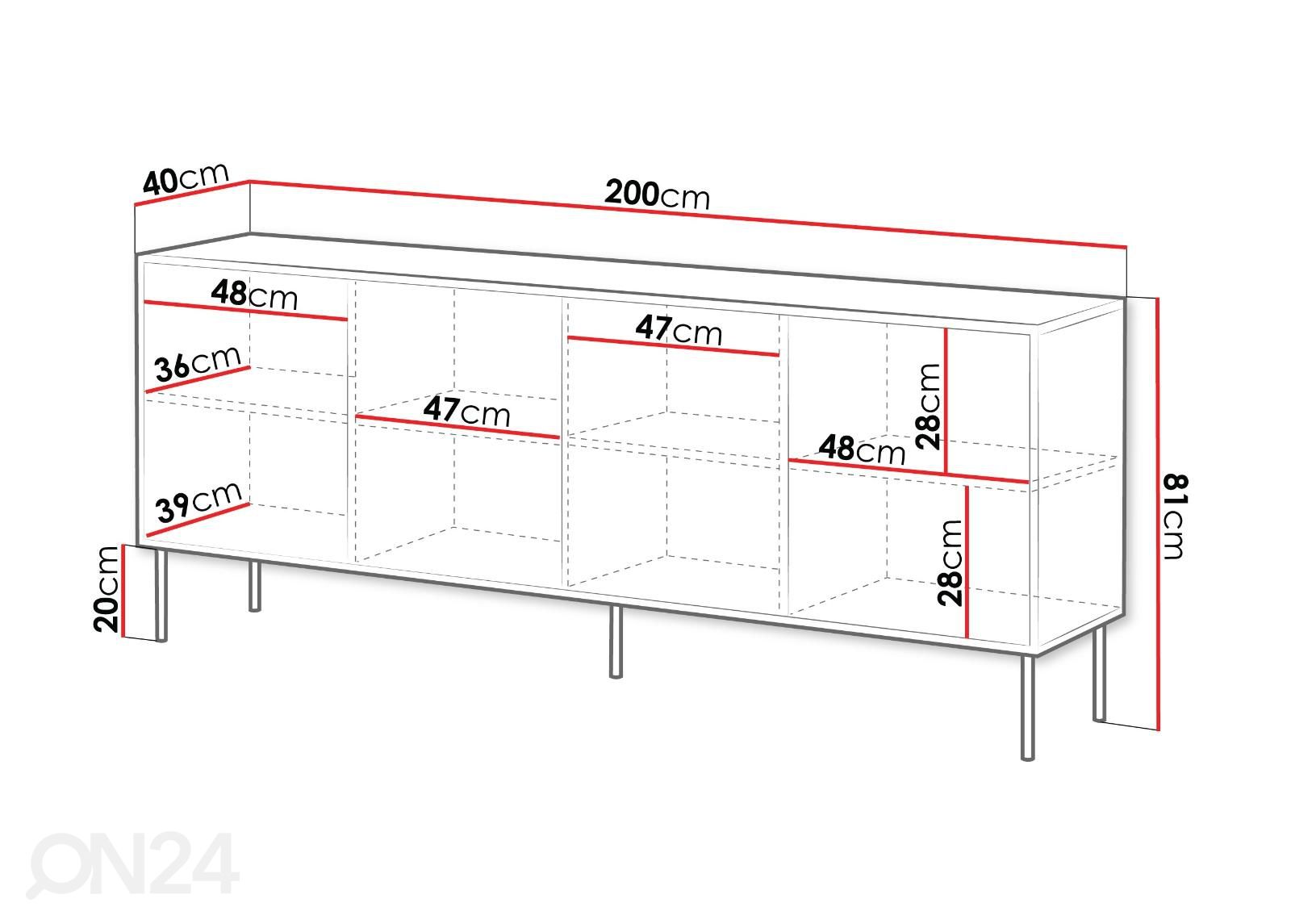 Lipasto Kim 200 cm kuvasuurennos mitat