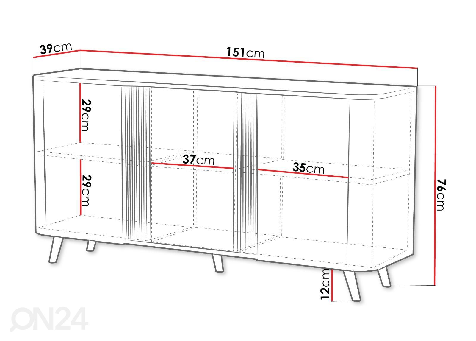 Lipasto Laara 151 cm kuvasuurennos mitat