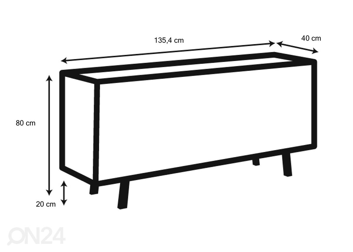 Lipasto Ludvig 135 cm kuvasuurennos mitat