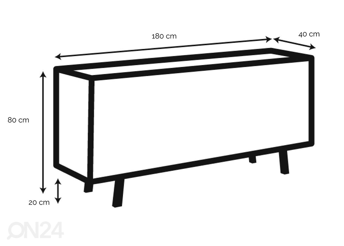 Lipasto Ludvig 180 cm kuvasuurennos mitat