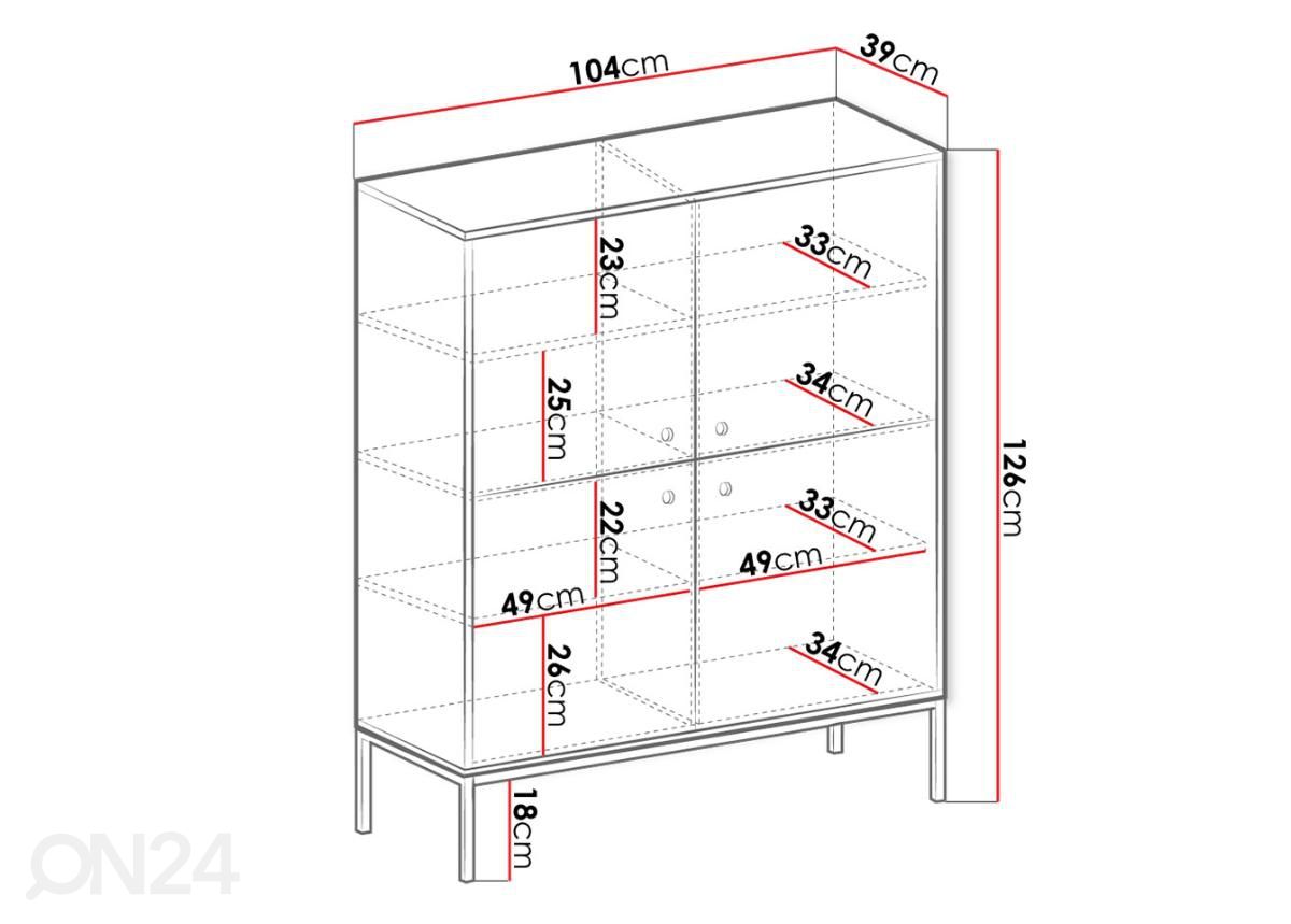 Lipasto Moona 104 cm kuvasuurennos mitat