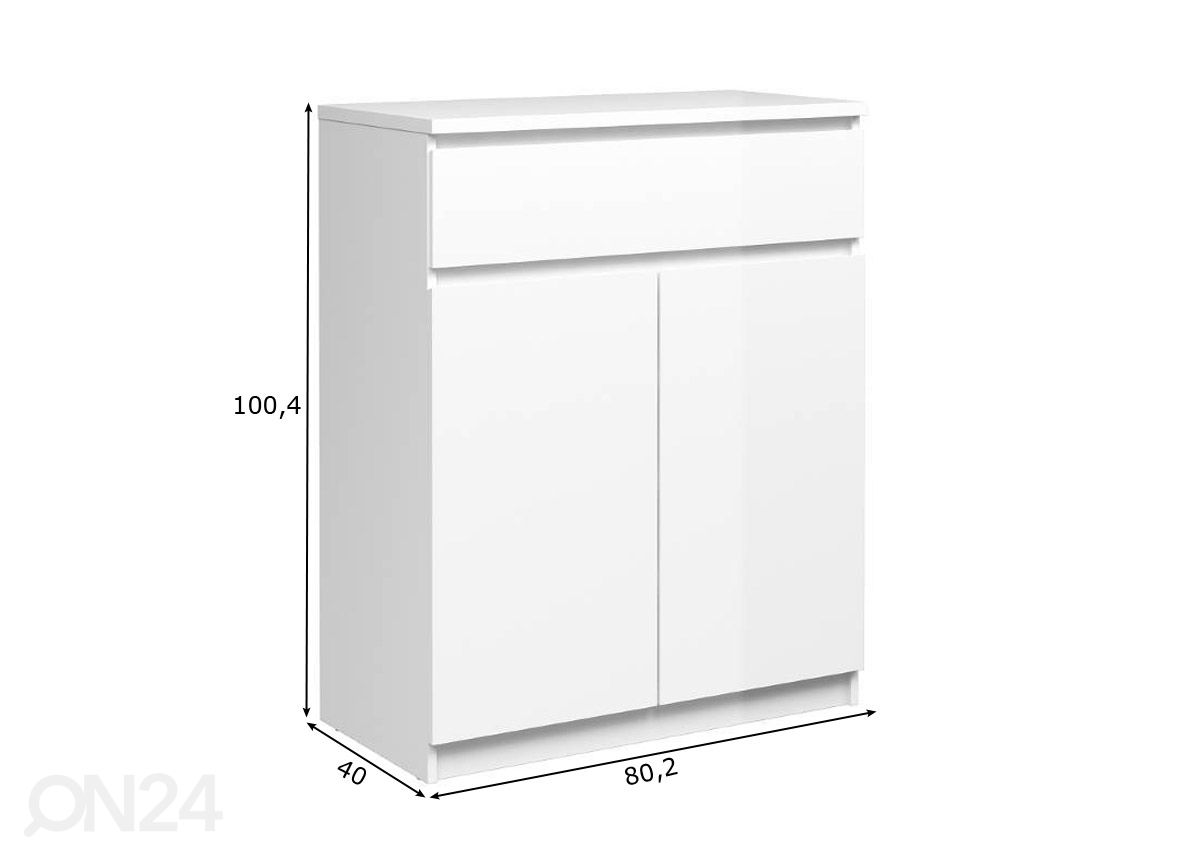 Lipasto Naia 80,2 cm, valkoinen korkeakiilto kuvasuurennos mitat