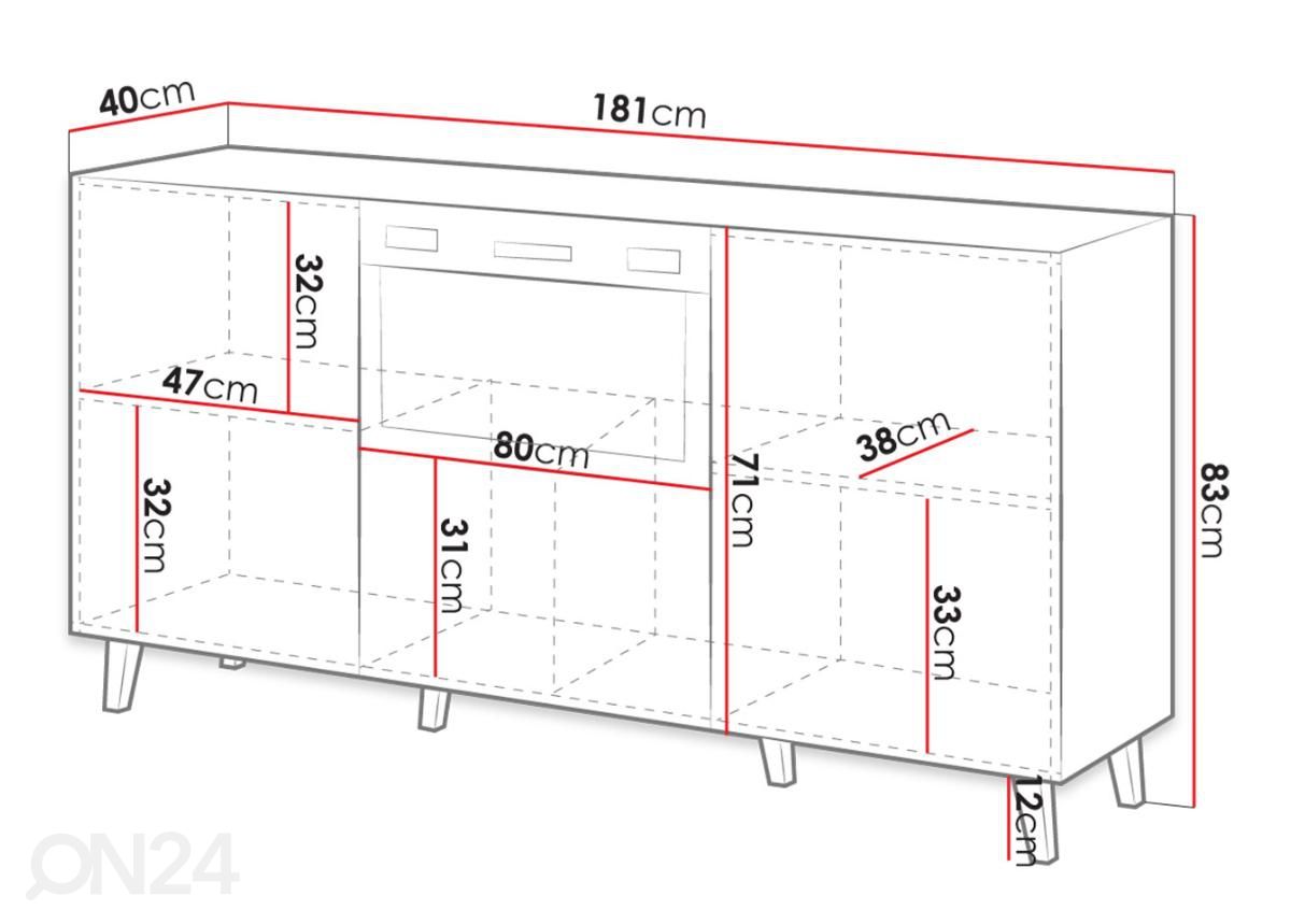 Lipasto Pahvos 181 cm sähkötakalla kuvasuurennos mitat