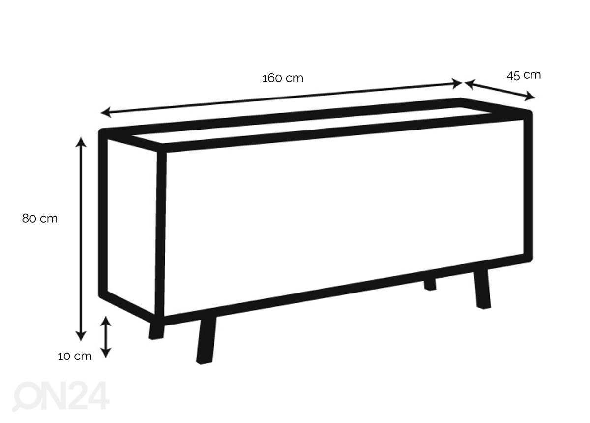 Lipasto Ronne 160 cm kuvasuurennos mitat